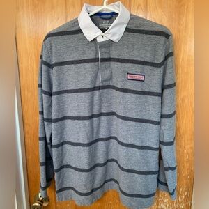 So soft!  Vineyard Vines Long Sleeve Rugby, Gray with stripes, M, Like New